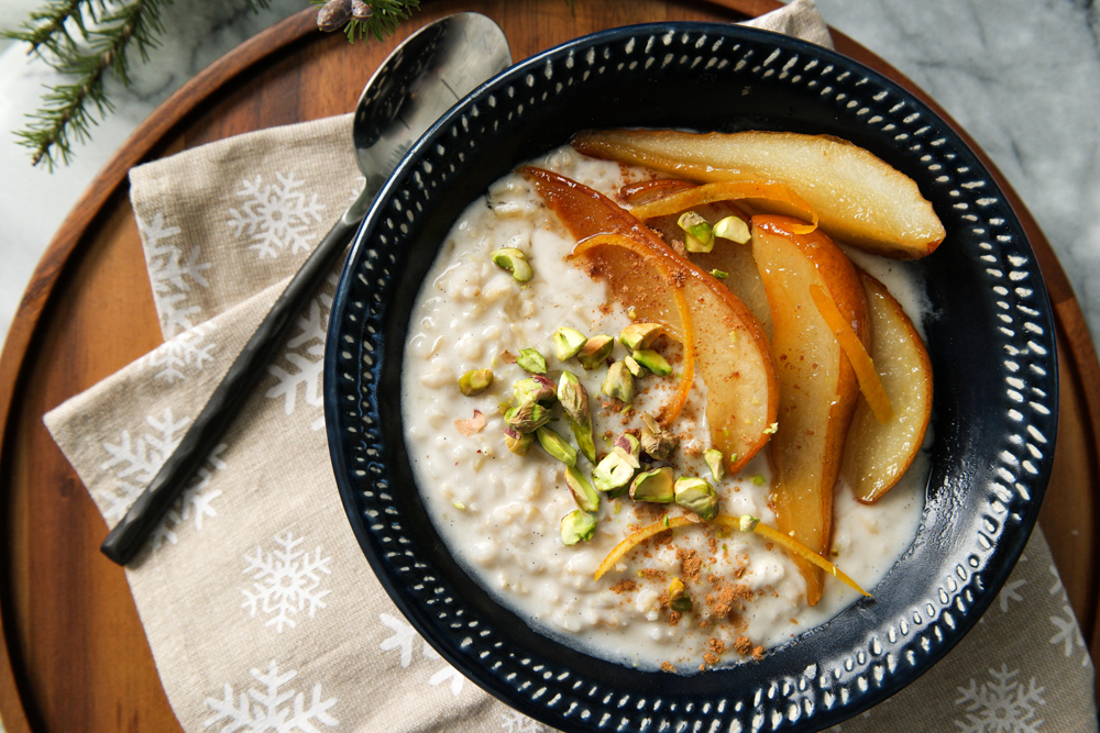 Roasted Pears Rice Pudding